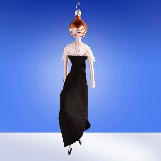 Picture of De Carlini Lady in classy Black and White Dress Ornament