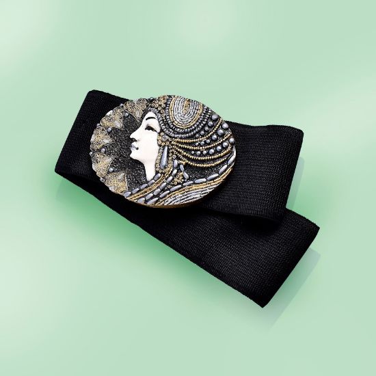 Picture of Art Nouveau Lady hand painted Buckle Elastic Belt