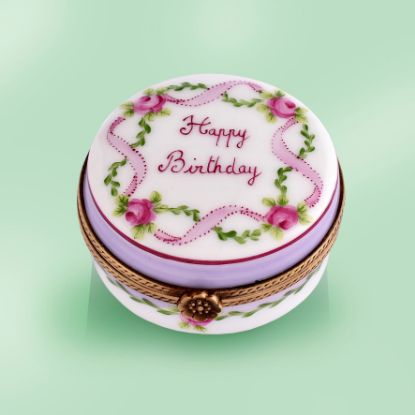 Picture of Limoges Happy BIrthday Box with Roses Garland