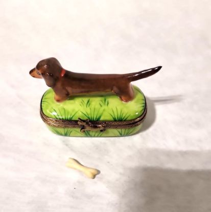 Picture of Limoges Brown Dachshund Box with Bone