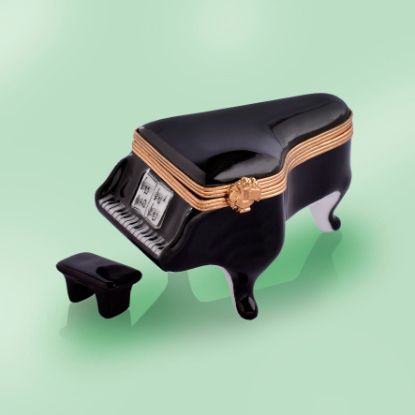 Picture of Limoges Black Grand Baby Piano Box with Bench