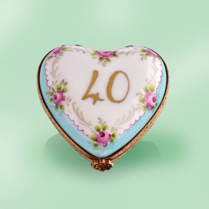 Picture of Limoges 40th Birthday Heart Box with Roses Box