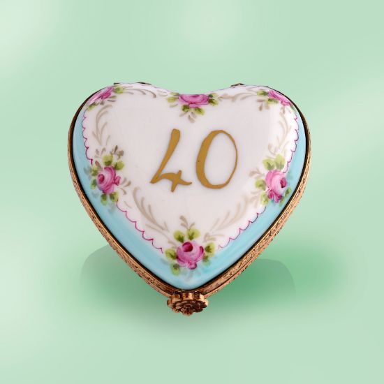 Picture of Limoges 40th Birthday Heart Box with Roses Box