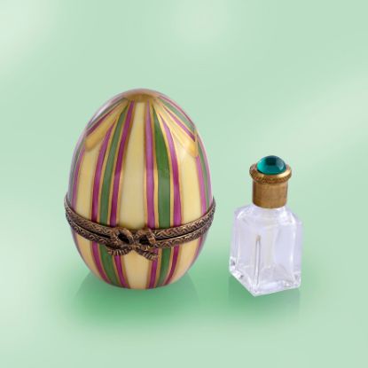 Picture of Limoges Yellow Purple Green Egg Box with Perfume Bottle 