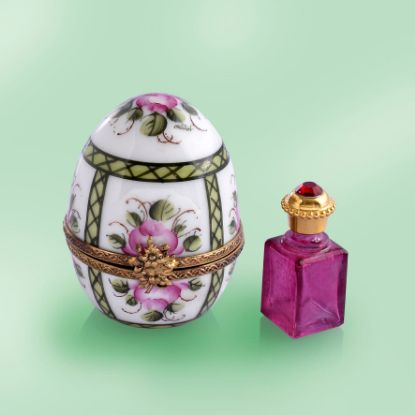 Picture of Limoges Egg with Roses Box and Perfume Bottle