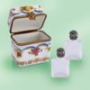 Picture of Limoges Traditional Chest with Flowers and Blue Grid and 2 Glass Bottle Boxes