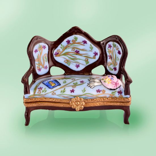 Picture of Limoges Light Blue Sofa with Hat, Gloves and Magazine  Box