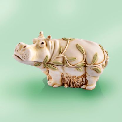 Picture of British Rhino with Leaves Trinket Box