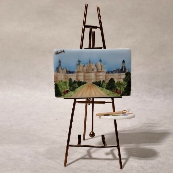 Picture of Limoges Chambord Castle Painting on Easel 
