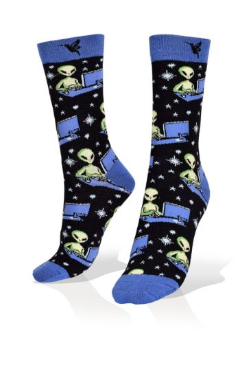 Picture of Alien with Laptop Socks 