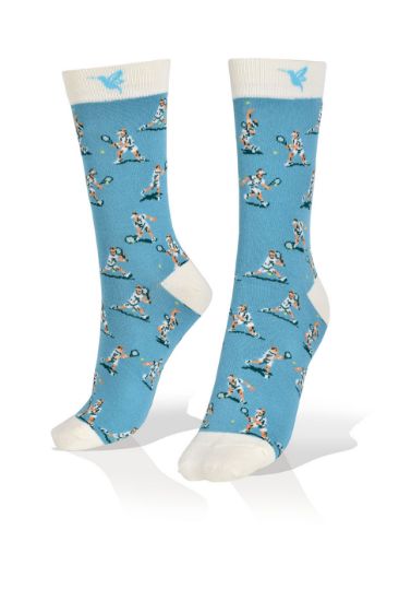 Picture of Socks with Tennis Players on Blue