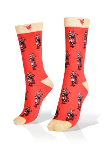 Picture of Scottish Pipers on Red Socks