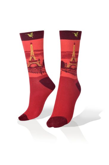 Picture of Paris Eiffel Tower on Red Socks