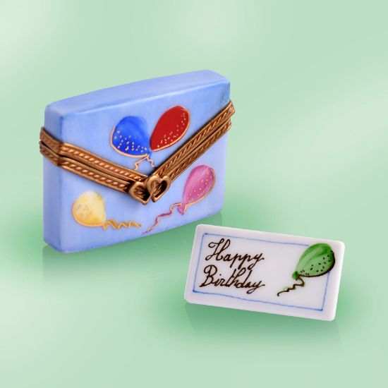Picture of Limoges Happy Birthday Letter Box with Envelope with Balloons 