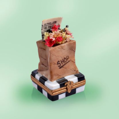 Picture of Limoges Morning Shopping  Bag with Flowers and Newspaper Box