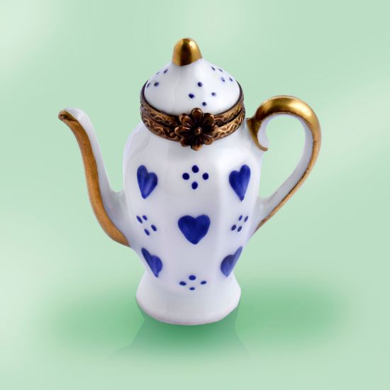 Picture of Limoges Coffee Pot with Blue Hearts Box
