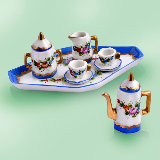 Picture of Limoges Tea Service with Sevres Blue, Gold and Roses
