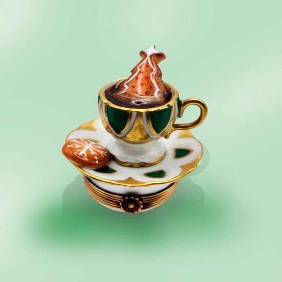 Picture of Limoges Holiday Cup and Saucer  with Gingerbread Tree Cookie Box