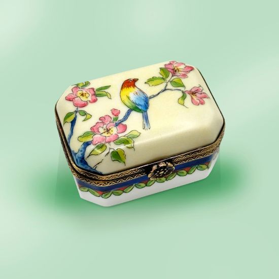 Picture of Limoges Bird with Pink Flowers Box
