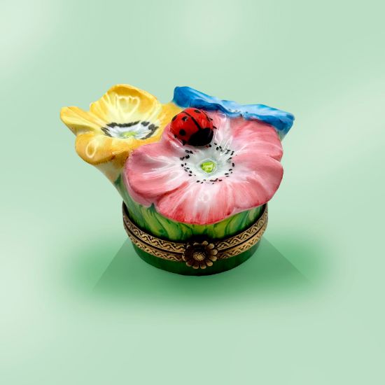 Picture of Limoges 3 Flowers with a Ladybug Box