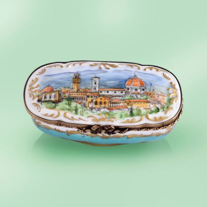 Picture of Limoges Florence Artistic Box Painting with Gold Leaf Details   