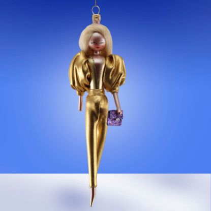 Picture of De Carlini Lady in Gold Suit Large Sleeves Ornament