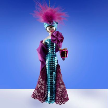 Picture of De Carlini Lady  in Purple Turquoise Dress Ornament