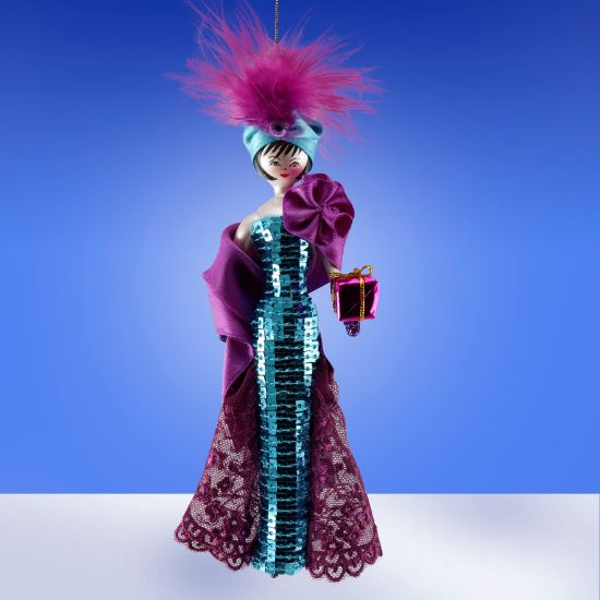 Picture of De Carlini Lady  in Purple Turquoise Dress Ornament