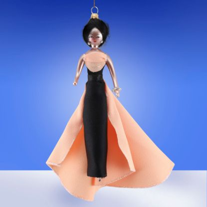 Picture of De Carlini Lady in Black Dres with Pink Tail Ornament