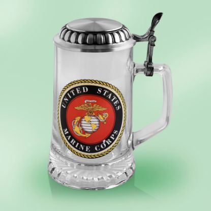 Picture of US Marine (with Lid) Glass Stein