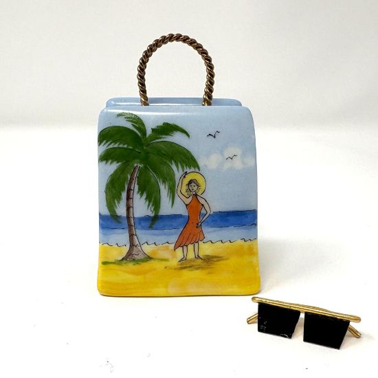 Picture of Limoges Beach Scene Bag Box with Sunglasses