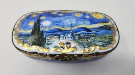 Picture of Limoges Starry Night Artistic Box with Gold Leaf