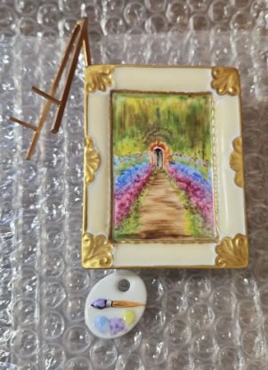 Picture of Limoges Monet Garden Road with Arch Painting Box on Easel 