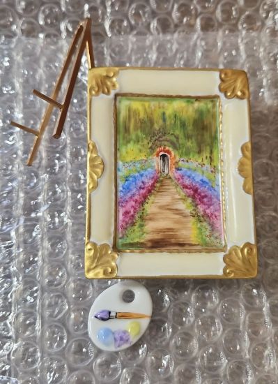 Picture of Limoges Monet Garden Road with Arch Painting Box on Easel 