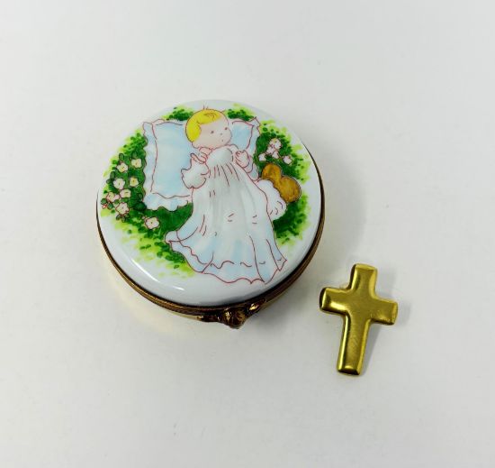 Picture of Limoges Baby Boy Christening Box with Cross