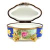 Picture of Limoges Blue Chest with Flowers Box and gold leaf.