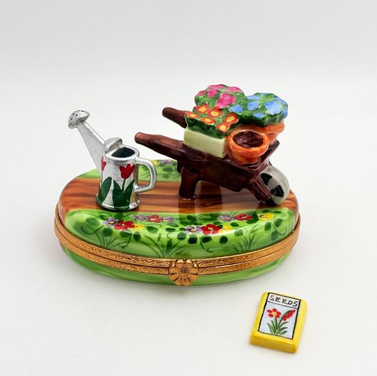 Picture of Limoges Gardening Wheelbarrow with Flower Pots Box and Seeds Card