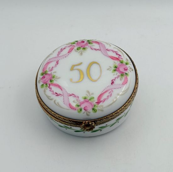 Picture of Limoges 50 Box with Roses and Ribbons