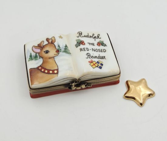 Picture of Limoges Rudolph the Red Nosed Deer Book Box with Star