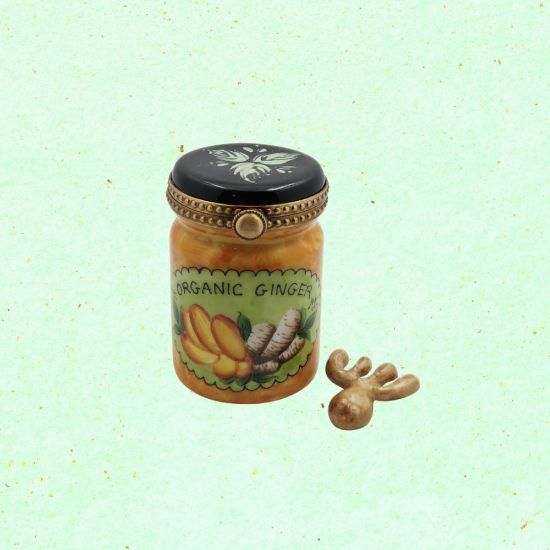 Picture of Limoges Organic Gingerbread Jar Box with loose porcelain Ginger